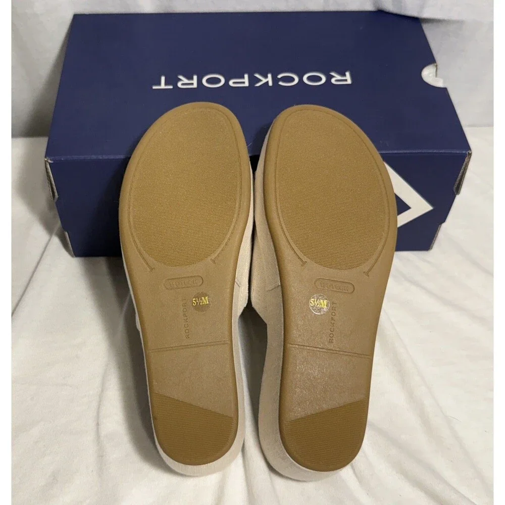 NEW NIB Rockport Aubriella Slides Womens Comfort Sandals Size 5.5 shoes Natural